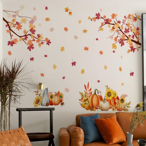 Autumn Maple Leaf Wall Decals - Removable Stickers for Decor