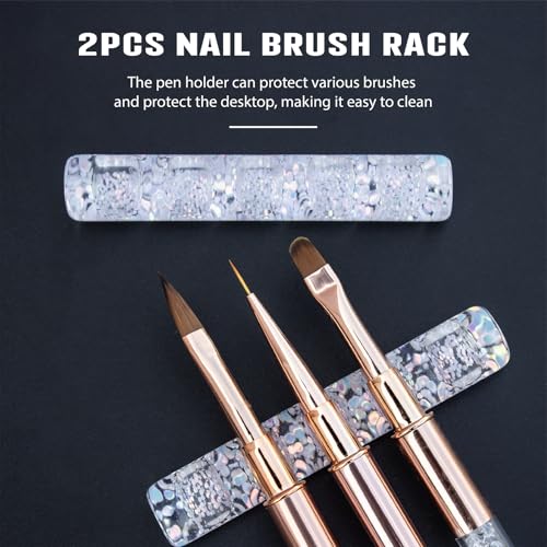Crystal Clear Acrylic Nail Art Brush Holder - 5 Grid Organizer
