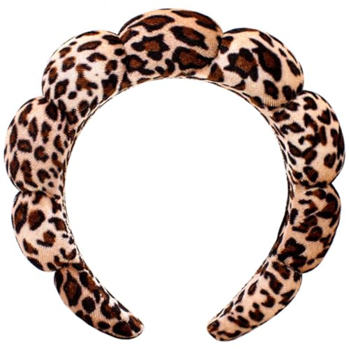 Dolebao Brown Leopard Spa Headbands for Face Washing & Skincare, Soft & Absorbent Makeup Hairbands