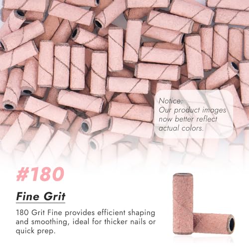 Finea 100 Pc Nail Drill Bits Set - 180 Grit Light Pink for Efile