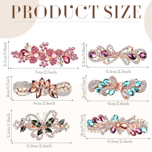 Vintage Metal Hair Barrettes Set - Bright Stylish Hair Clips for Women, 6 Pack