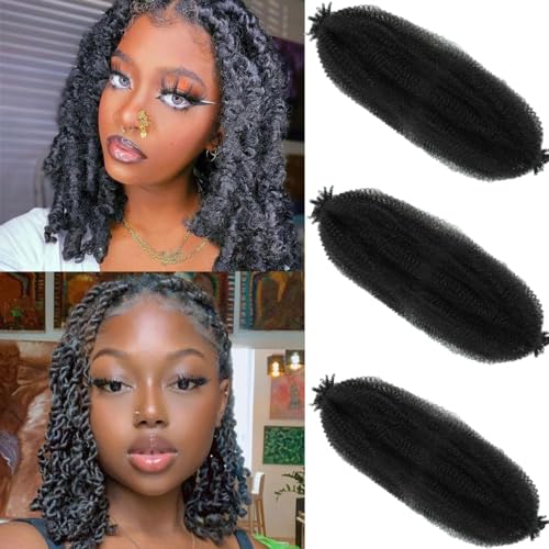GZVIS 8 Inch Afro Twist Hair 3 Packs - Pre-Fluffed Braiding Hair for Black Women