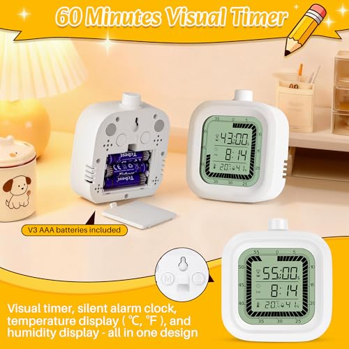 VLEJEARI 4-in-1 Visual Timer with Alarm & Temperature Monitor