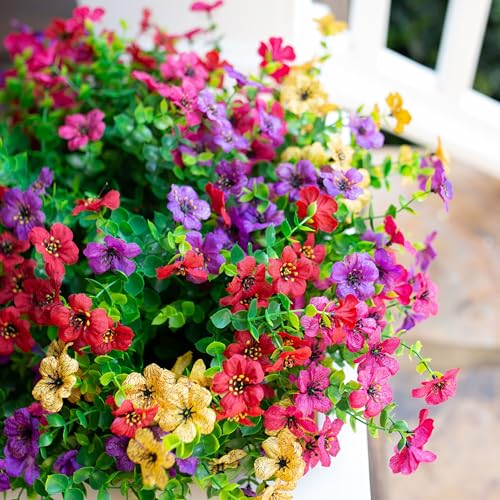 Florisso 12 Bundles Artificial Outdoor Daisy Flowers with Eucalyptus
