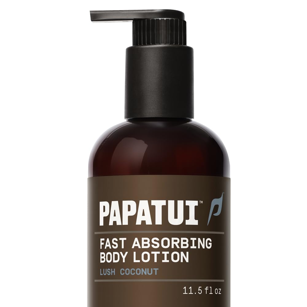 PAPATUI by Dwayne Johnson Men's Body Lotion | Lush Coconut | Fast Absorbing | Lightweight Daily Moisture | Nourishing with Vitamin B3 and Ceramides | 24-Hour Hydration | 11.5 fl oz