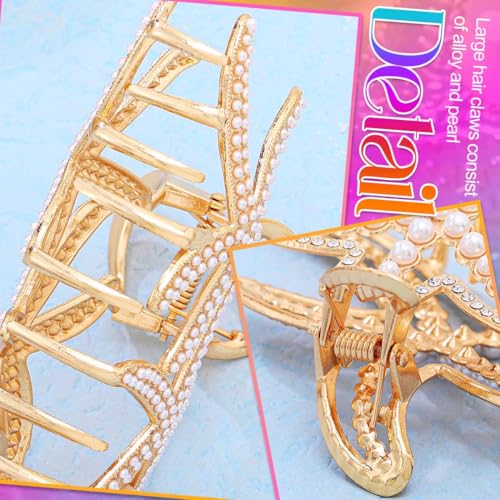 Gold Starfish Claw Clips for Women - Seashell Hair Accessories, Mermaid Style