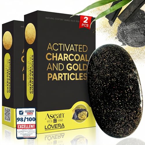 Activated Charcoal Soap Bar with Gold & Coconut Oil - Pack of 2