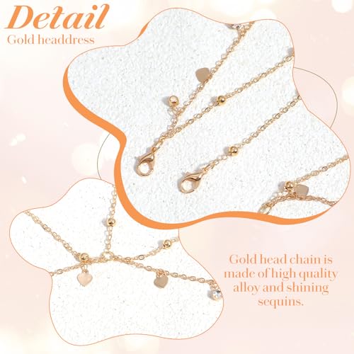 Gold Head Chain with Rhinestones & Sequin for Women Girls Egyptian Hair Accessories Festival Prom Wedding Bridal