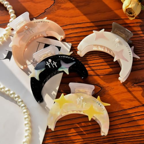 Black Acetate Claw Hair Clip - Stylish Non-Slip Hair Accessory for Women