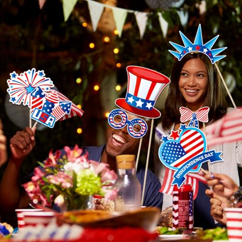 4th of July Photo Booth Props - Independence Day Decorations (25CT)