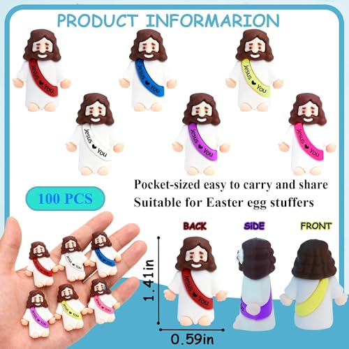100 Mini Rubber Jesus Figures - Perfect Easter Party Favors