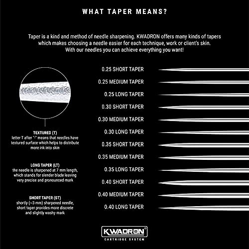 Kwadron Tattoo Needle Cartridge, Box of 20, Tight Liners Long Taper - 3 Tight Liner Long Taper - 30/3RLLT