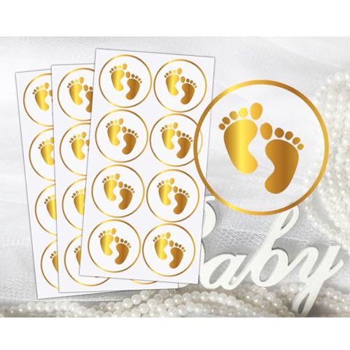 Gold Foil Baby Shower Stickers - 1.5 Inch, Pack of 240