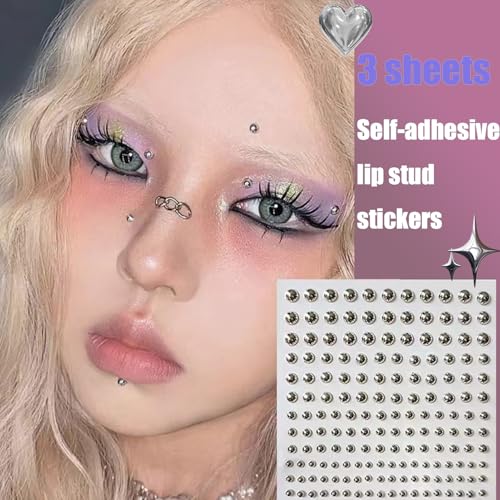 NOOEPC Fake Nose Ring Stickers - Y2K Face Gems & Lip Studs