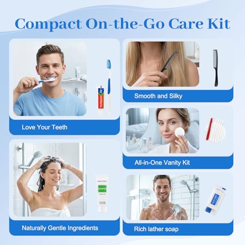 HAIFOTRVA 5-Pack Travel Toiletries Kit 7-in-1 Personal Hygiene Set for Men & Women