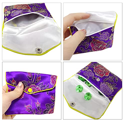 Honbay 12PCS Jewelry Silk Pouch Bags with Zipper Closure