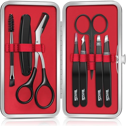 TsMADDTs Black Eyebrow Kit - 8 in 1 Trimmer, Scissors & Tweezers Set