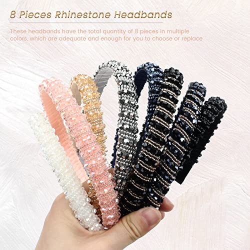 Lawie 8 Pack Baroque Rhinestone Headbands for Women & Girls