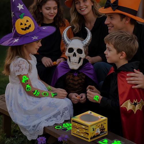 204 Luminous Halloween Tattoos for Kids with Mystery Prize Box