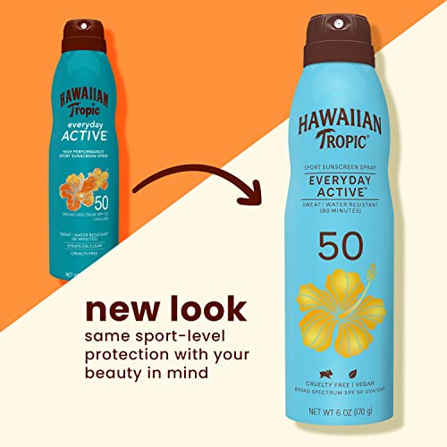 Hawaiian Tropic SPF 50 Sunscreen Spray - Water & Sweat Resistant, 6 oz