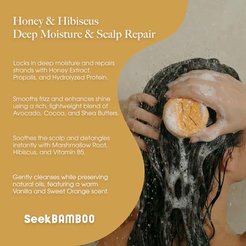 Seek Bamboo Honey Shampoo Bar - Natural Moisturizing Bar for Dry Hair