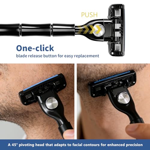 FYNEDGE 2 Handles + 12 Razor Refills with Pivoting Head – Men’s 3-Blade Shaving Set
