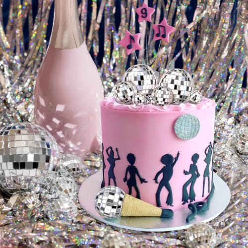 JOERSH Disco Ball Cake Decorations - 30 Pcs in 4 Sizes