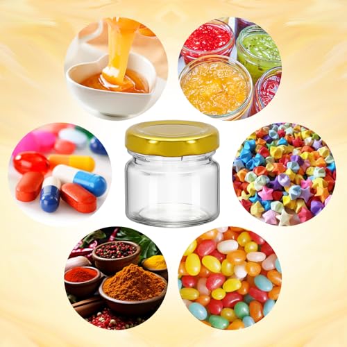 1oz Mini Glass Jars with Lids for Honey, Spices & Crafts
