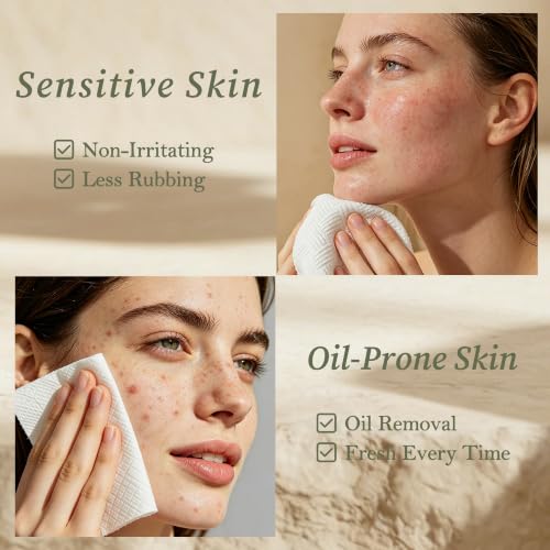 Verttech Disposable Face Towels XL (100 Count, 2 Pack) - Ultra Absorbent for Skincare & Makeup Removal
