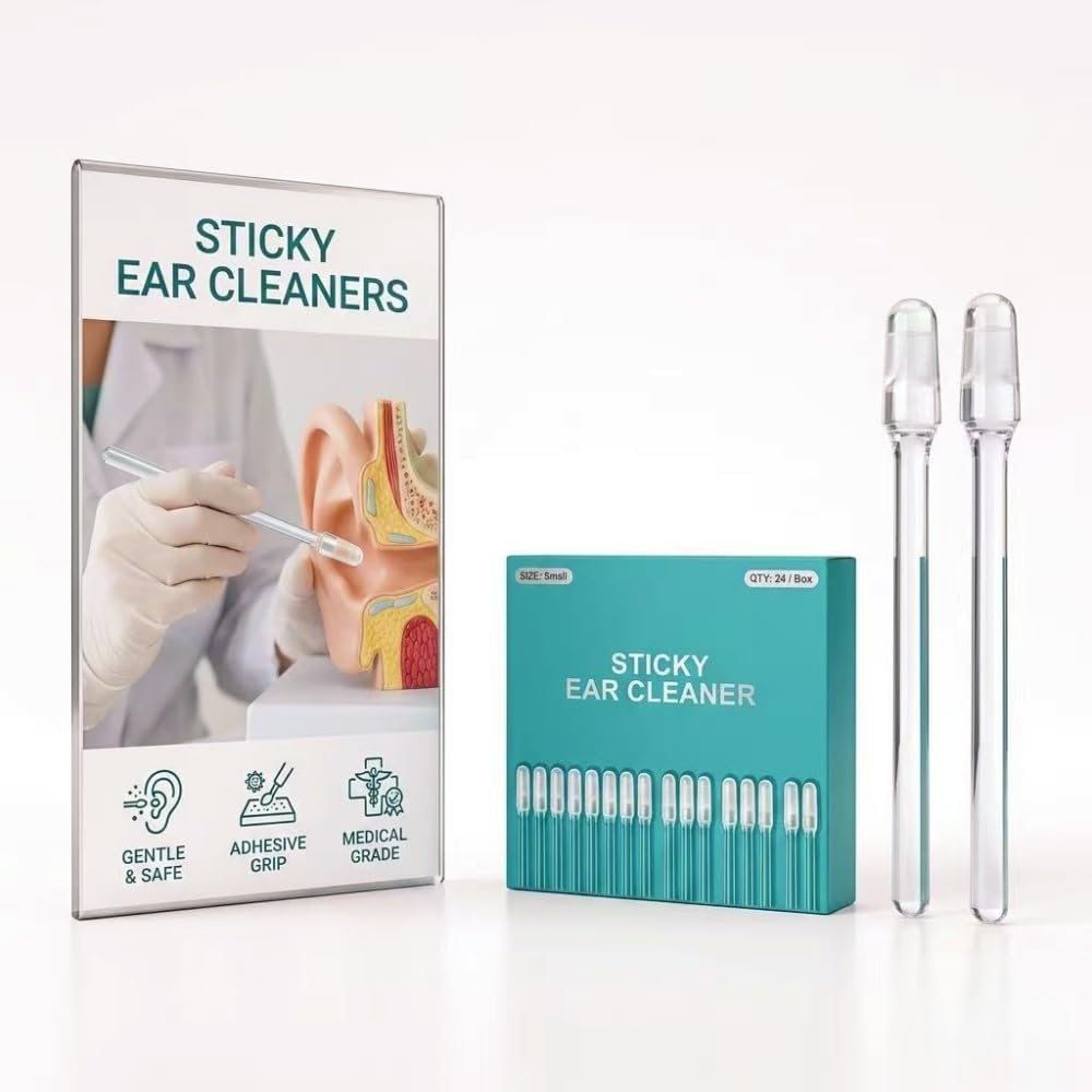 Reusable Sticky Ear Cleaning Sticks - Gentle Adhesive Ear Picks for Wax Removal | 24PCS Hygiene Kit for Adults