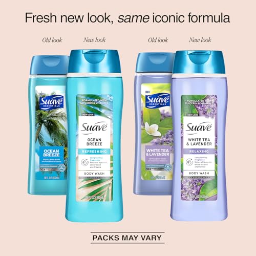 Suave Moisturizing Body Wash Variety 2-Pack, Ocean Breeze & White Tea