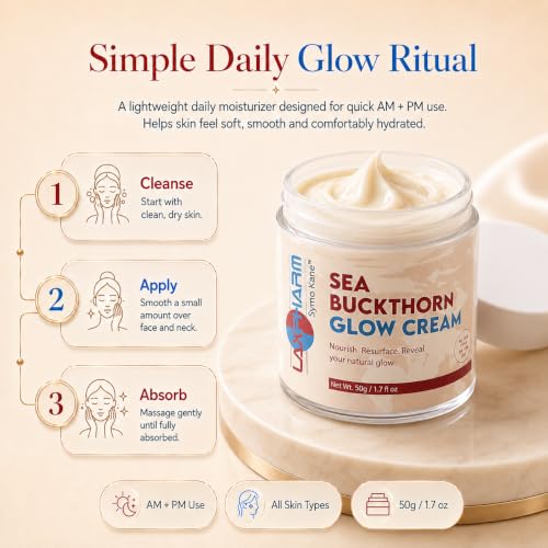 Sea Buckthorn Glow Face Cream with Niacinamide & Hyaluronic Acid - Hydrating Moisturizer for All Skin Types - 50g