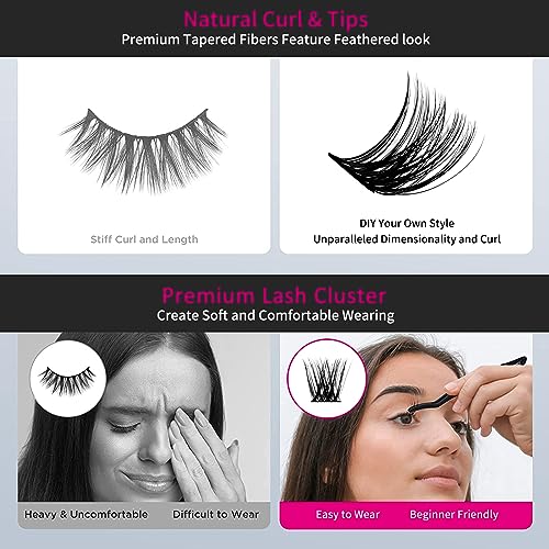 FADLASH Lash Clusters 96pcs 12-18mm DIY Reusable Wispy Eyelash Extensions, F2-07D-12-18Mix