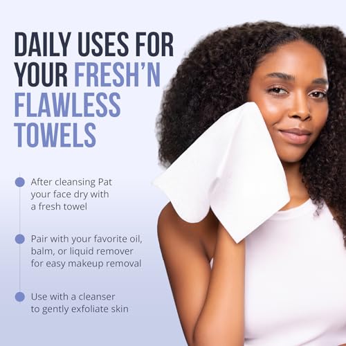 Zev Fresh’n Flawless Disposable Face Towels - XL Biodegradable Makeup Remover Wipes, Ultra-Soft & Gentle, 50 Ct