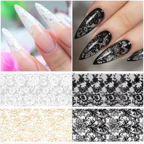 SmallCat Nail Transfer Foil - 20 Sheets Black, White, Gold, 7.87"x1.57"