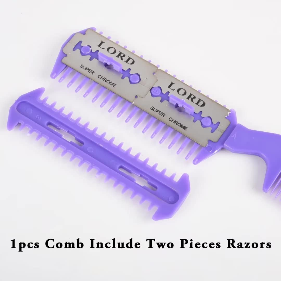 6 Pieces Double Edge Split Ends Trimmer, Hair Thinning Comb for Slim Haircuts at Home - Women and Men (6pcs Random Color)