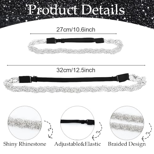 Aprince Silver Rhinestone Headband for Women - Adjustable Crystal Headpiece