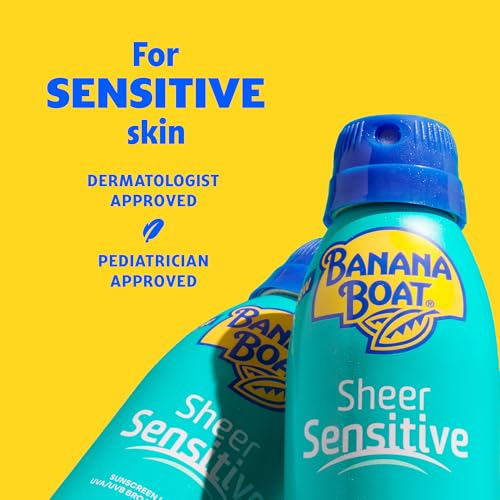 Banana Boat Sheer Sensitive SPF 50 Body Spray - 6oz Pack of 2, Water-Resistant