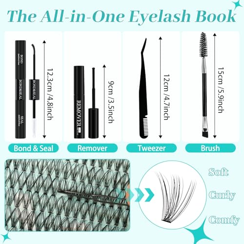 AMZGIRL Lash Clusters Kit 640Pcs 9-16mm Fake Eyelash Extensions DIY A-640Pcs-30405060D