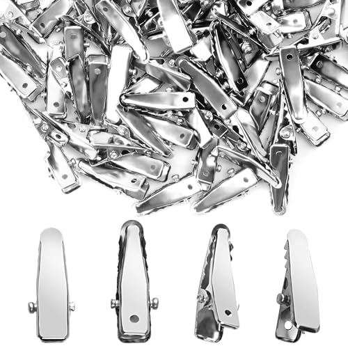 80PCS Small Silver Metal Alligator Hair Clips for Crafts