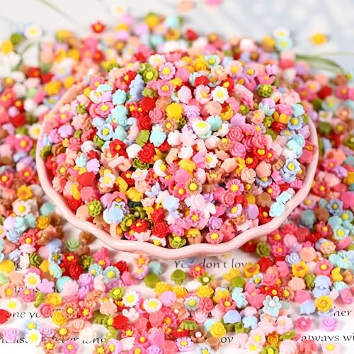 300PCS 3D Floral Nail Charms - Colorful Flower Rhinestones for Nail Art
