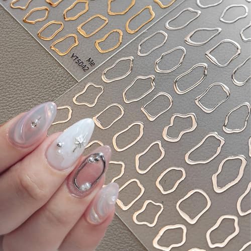 5D Metallic Nail Art Stickers - 4 Sheets Geometric Designs