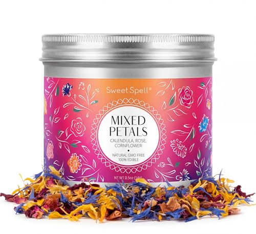 Mixed Edible Flowers for Cake Decorating - Rose, Cornflower & Calendula