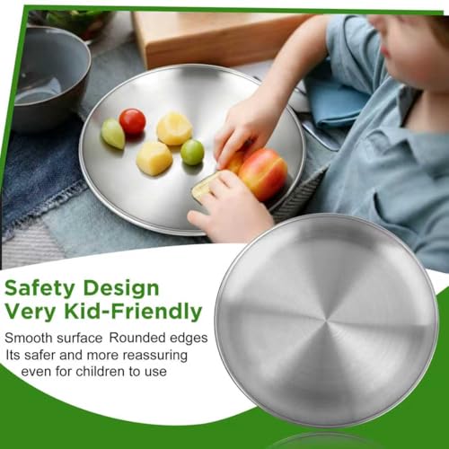 10-Inch Stainless Steel Dinner Plates - Set of 2, Non-Toxic & Dishwasher Safe