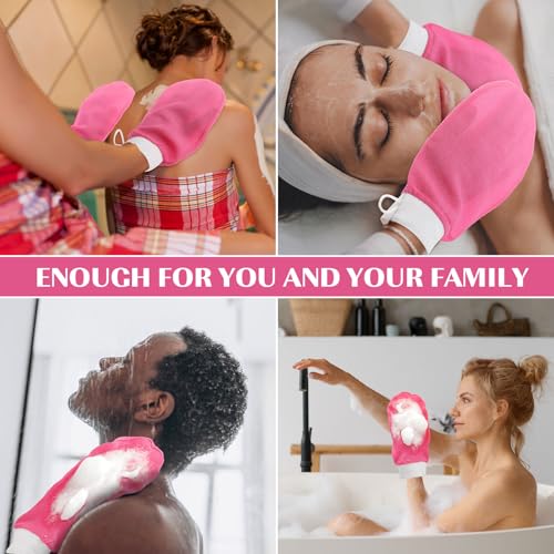 FoldTier Rose Red Exfoliating Body Glove 20 Pcs - Deep Skin Scrubber for Men & Women