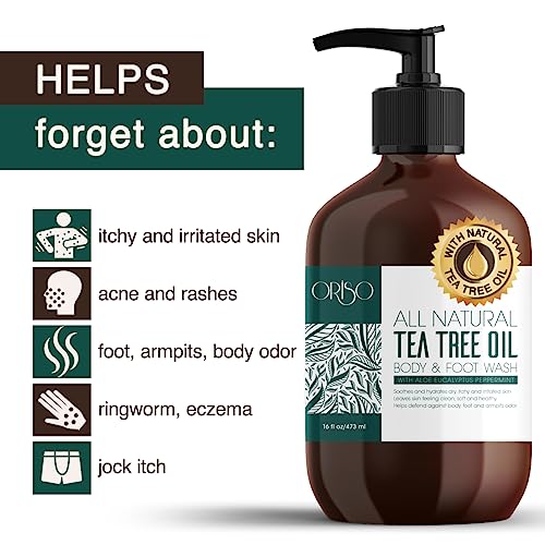 Tea Tree Oil Body Wash - Moisturizing Aloe for Acne & Itchy Skin - 16oz