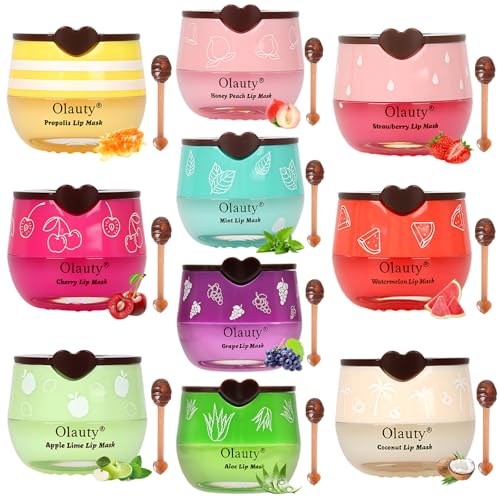 Bee Lip Balm Honey Pot with Varieties - Moisturizing Lip Mask for Dry Lips, Includes Strawberry Watermelon Peach Mint Cherry Coconut