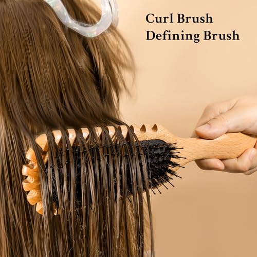 GAINWELL Wooden Curl Defining Brush for Effortlessly Defined Curls
