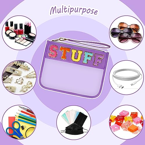 Purple Chenille Letter Makeup Bag - Waterproof Travel Cosmetic Bag