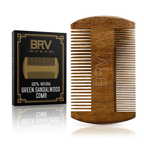 BRV MEN Sandalwood Beard Comb - Pocket Size & Dual-Sided